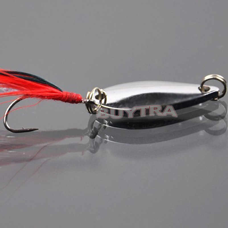 1Pc New Sinking Lure Paillette Tackle Treble Feather Fish Hook Spoon Bait