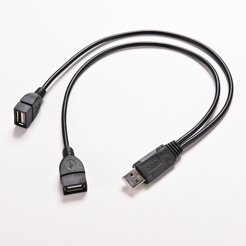 USB 2.0 A Male To 2 Dual USB Female Jack Y Splitter Hub Power Cord Adapter Cable. 