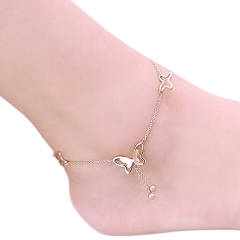 Butterfly anklet deals rose gold